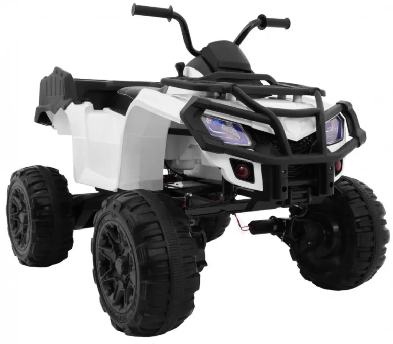 Xl Atv Quad Na Baterije Za Djecu Bijeli + 4x4 Pogon + Nosač Za Prtljagu + Spori Start + Eva, Bijela Quad Na Akumulator 6