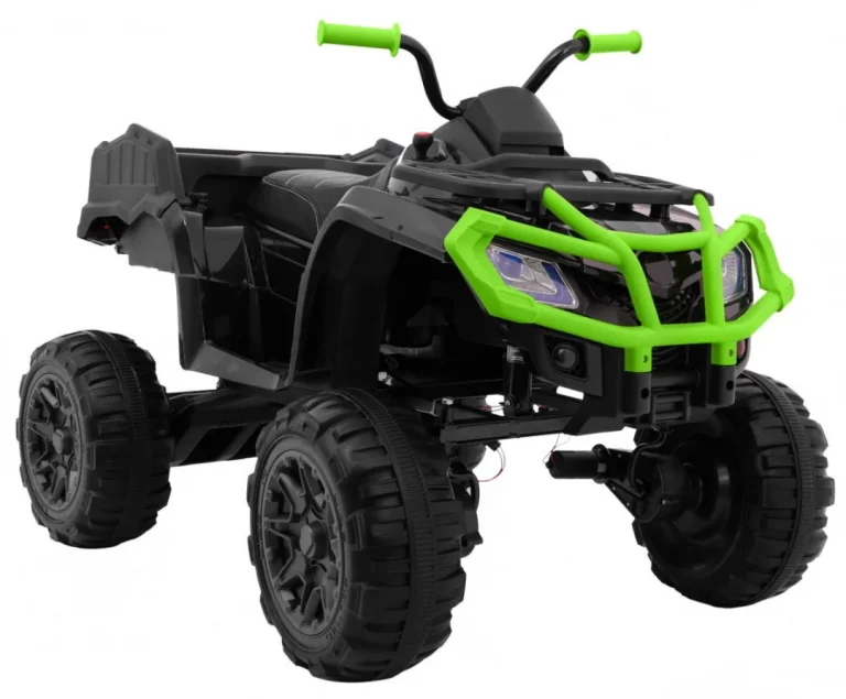 Xl Atv Quad Na Baterije Za Djecu Crno Zeleni + 4x4 Pogon + Nosač Za Prtljagu + Spori Start + Eva Quad Na Akumulator 11