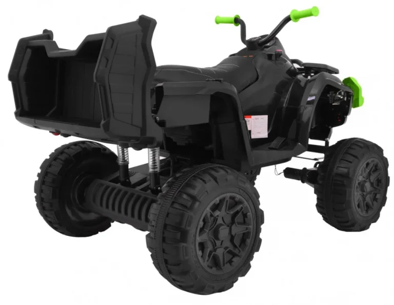 Xl Atv Quad Na Baterije Za Djecu Crno Zeleni + 4x4 Pogon + Nosač Za Prtljagu + Spori Start + Eva Quad Na Akumulator 6