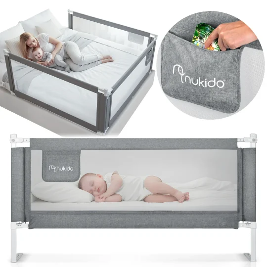 Zaštitna Ograda Za Krevet, Sigurnosna Vrata, Brava, 200 Cm, Nukido Nk 227, Siva 1