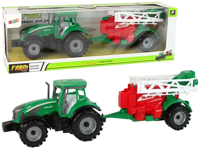 Zeleni Poljoprivredni Traktor S Crveno Zelenim Frikativnim Pogonom Prskalice 1