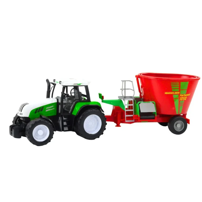 Zeleni Poljoprivredni Traktor S Prikolicom I Mješalicom Za Stočnu Hranu 50 Cm 2