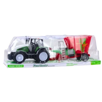 Zeleni Poljoprivredni Traktor S Prikolicom I Mješalicom Za Stočnu Hranu 50 Cm 5