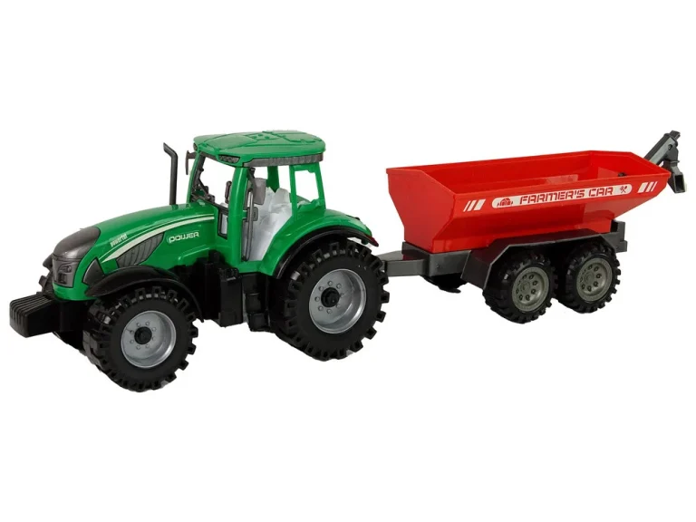 Zeleni Traktor S Crvenom Prikolicom Fraktalni Pogon 2