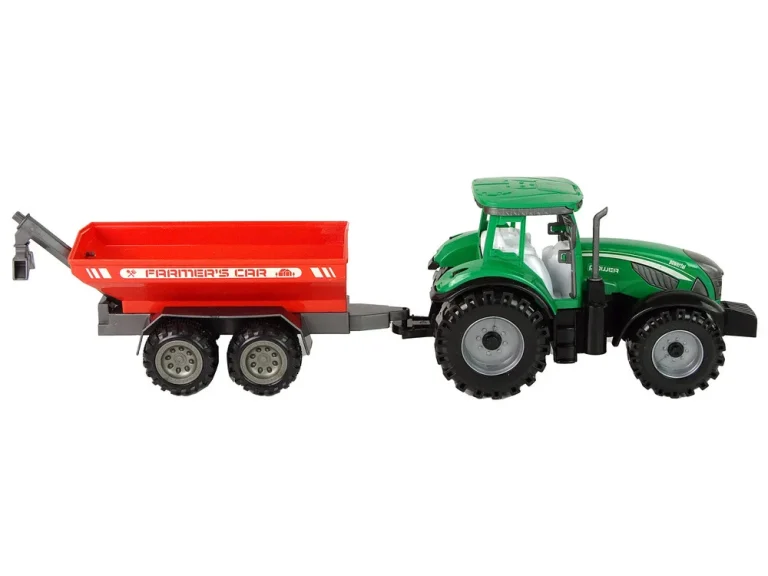 Zeleni Traktor S Crvenom Prikolicom Fraktalni Pogon 5