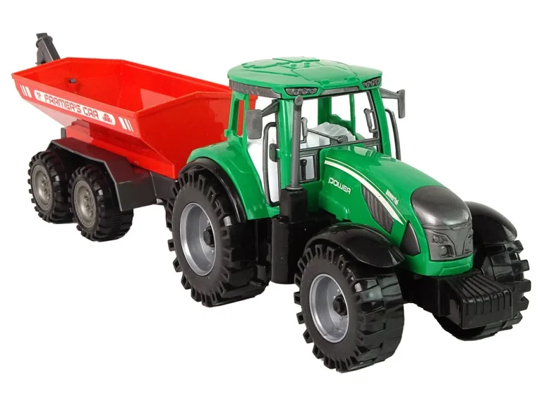 Zeleni Traktor S Crvenom Prikolicom Fraktalni Pogon 6