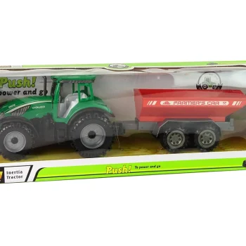 Zeleni Traktor S Crvenom Prikolicom Fraktalni Pogon 7