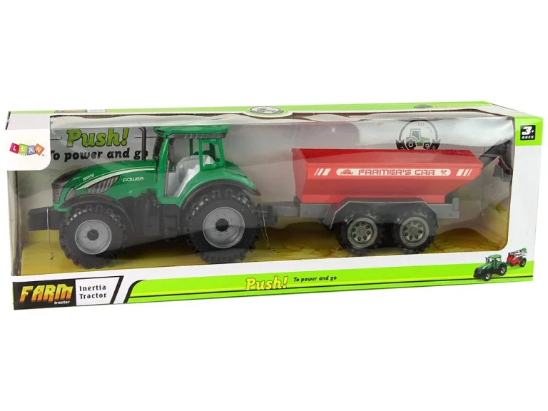 Zeleni Traktor S Crvenom Prikolicom Fraktalni Pogon 7