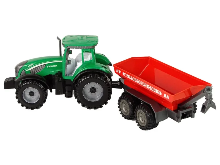 Zeleni Traktor S Crvenom Prikolicom Fraktalni Pogon 8