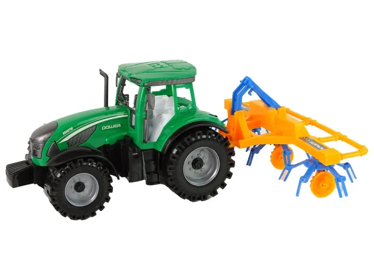 Zeleni Traktor S Narančastim I Plavim Pogonom Trenja Grablja 2