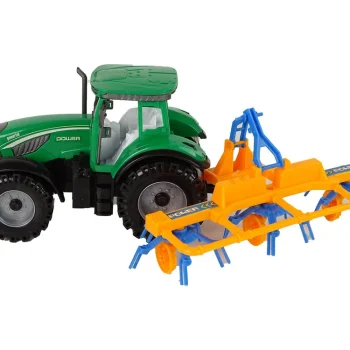Zeleni Traktor S Narančastim I Plavim Pogonom Trenja Grablja 3