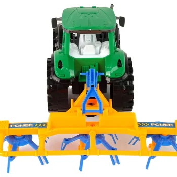 Zeleni Traktor S Narančastim I Plavim Pogonom Trenja Grablja 4