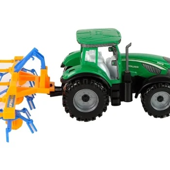 Zeleni Traktor S Narančastim I Plavim Pogonom Trenja Grablja 5