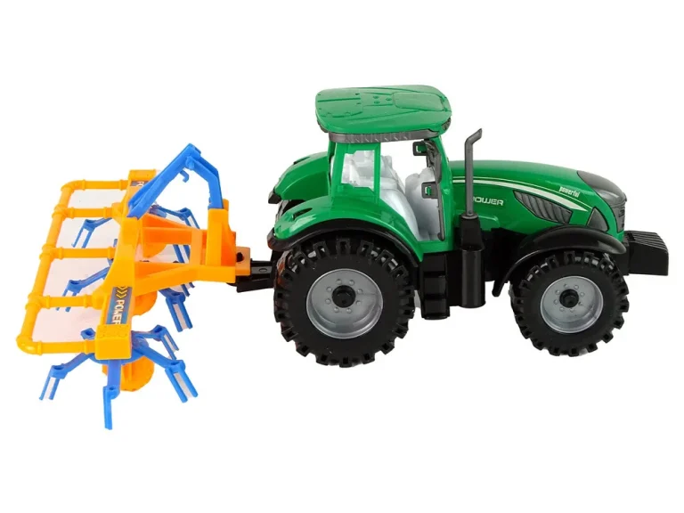 Zeleni Traktor S Narančastim I Plavim Pogonom Trenja Grablja 5