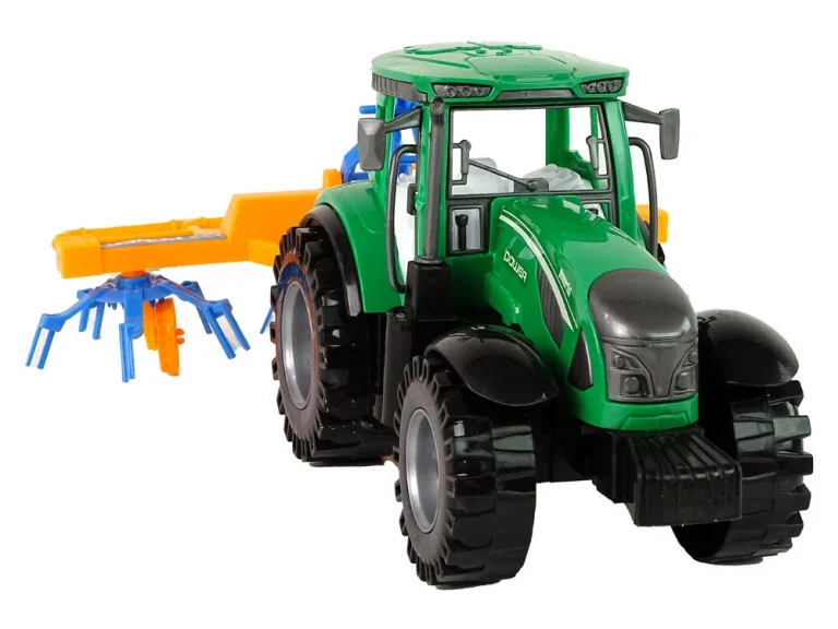 Zeleni Traktor S Narančastim I Plavim Pogonom Trenja Grablja 6