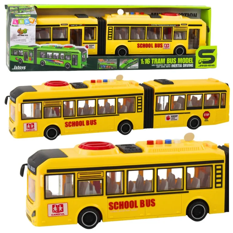 Zglobni školski Autobus Otvaranje Vrata Svjetla Zvuci Žuto 1:16 1