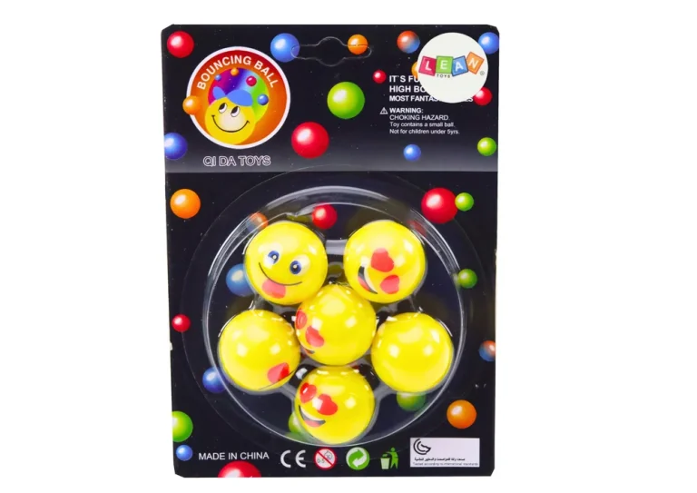 Žute Gumene Loptice Emoji, Set 6 Kom Ø 3 Cm 3