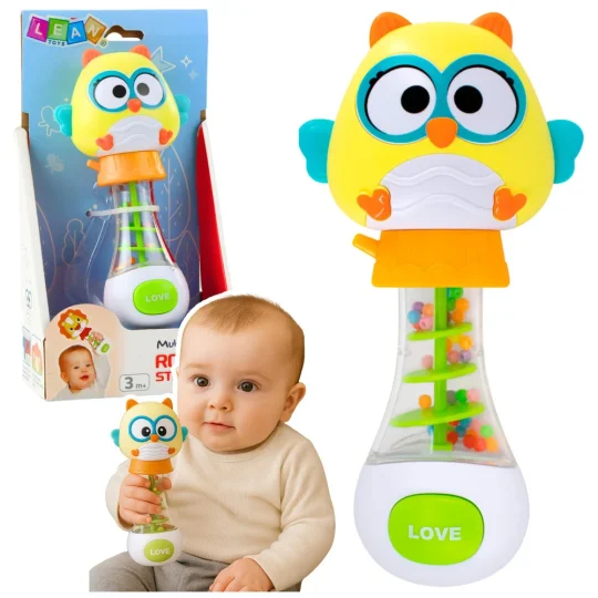 Zvečka Za Bebe Sova Sa šarenim Lopticama 17 Cm 1