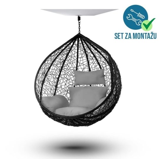 Viseca Fotelja Hanging Cocoon Udobna Crna