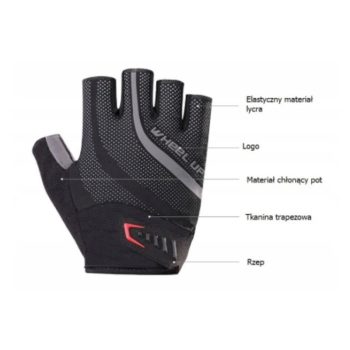 Biciklističke Rukavice Bez Prstiju Gel Wheel Up Crvene 5