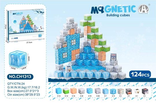 Magnetne Kocke 124 Dijela šareni 1