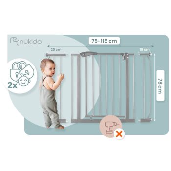 Nukido Sigurnosna Pregrada Za Vrata I Stepenice Siva 75–115 Cm 2