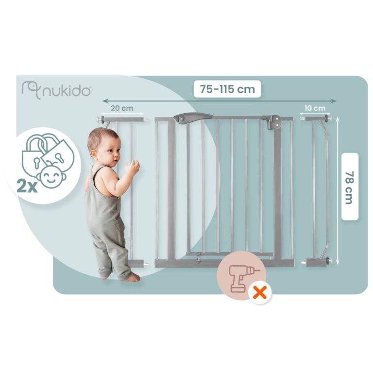 Nukido Sigurnosna Pregrada Za Vrata I Stepenice Siva 75–115 Cm 2