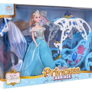 Plava Kočija S Bijelim Konjem I Lutkom Princezom 9