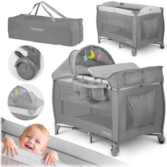 Putni Krevetić Ricokids Rk 242 S Madracem I Torbom, Sivi 1
