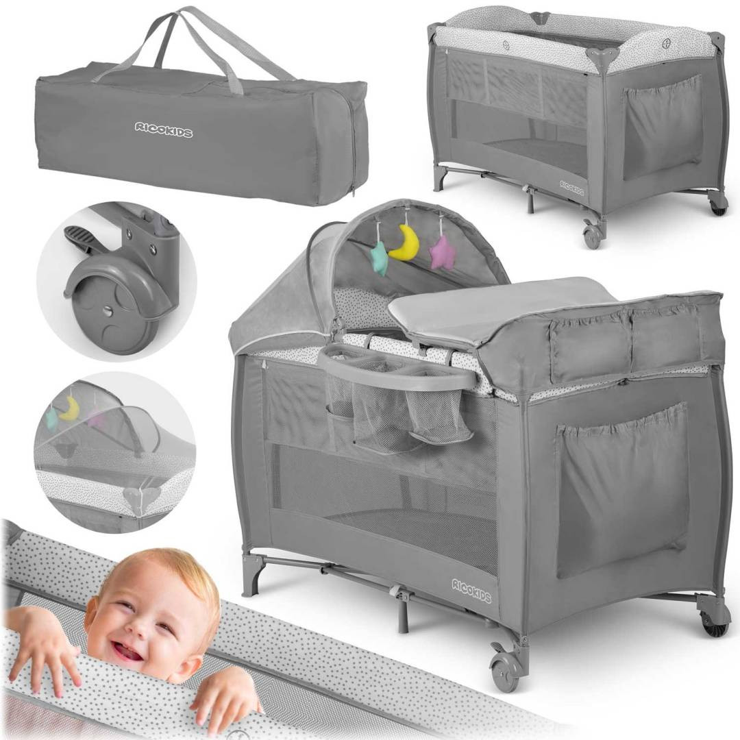 Putni Krevetić Ricokids Rk 242 S Madracem I Torbom, Sivi 1