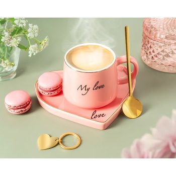 Šalica S Postoljem Roze I Zlatne Srce 2