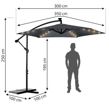 Sklopivi Vrtni Suncobran 350 Cm S Navlakom I Lampicama 3