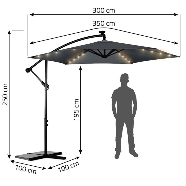 Sklopivi Vrtni Suncobran 350 Cm S Navlakom I Lampicama 3