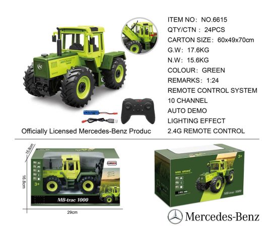 Zeleni Traktor Mercedes Benz 1:24 S Daljinskim Upravljanjem 1