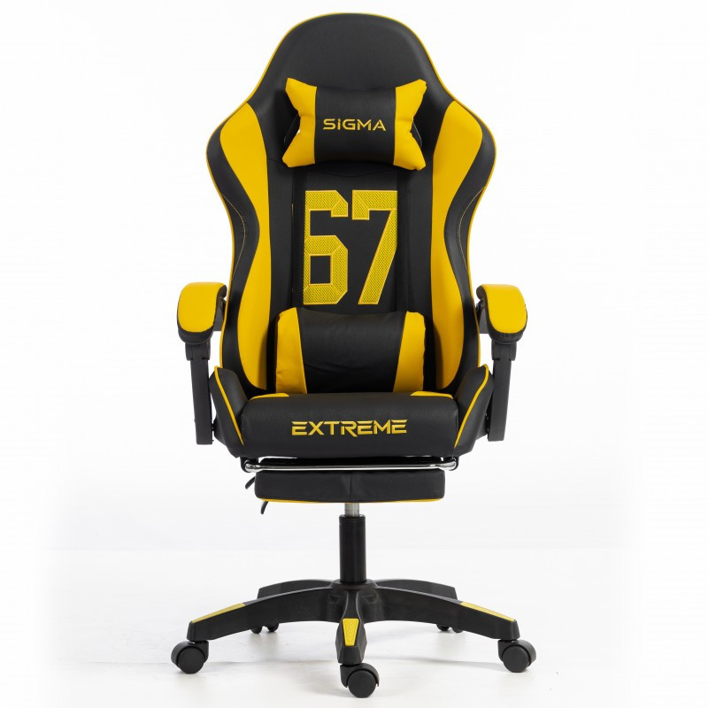 Gaming Stolica – S Naslonom Za Noge, Eko Koža, 110 Cm, žuta 2