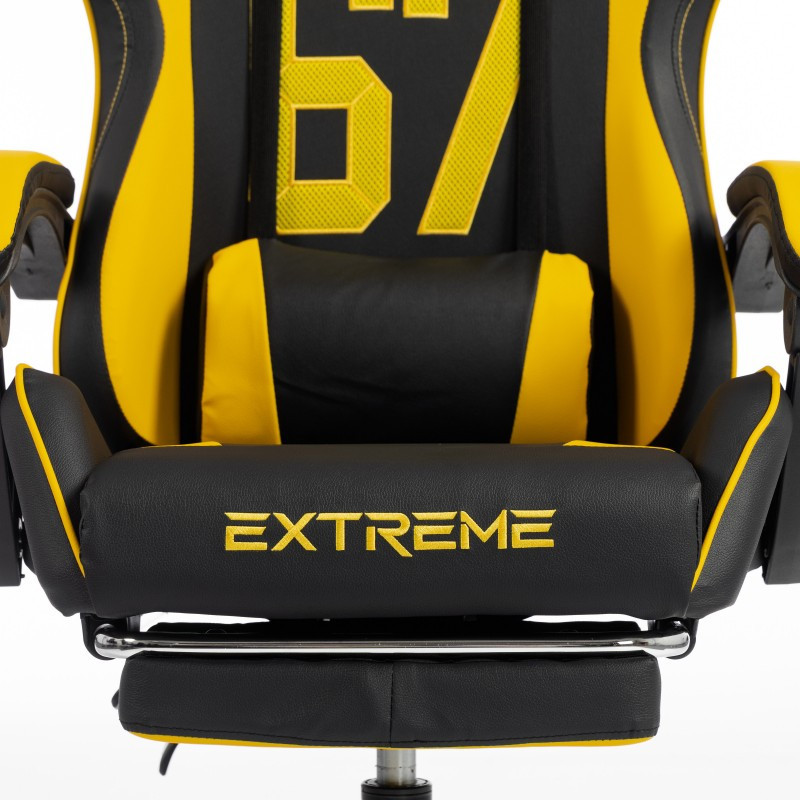 Gaming Stolica – S Naslonom Za Noge, Eko Koža, 110 Cm, žuta 4