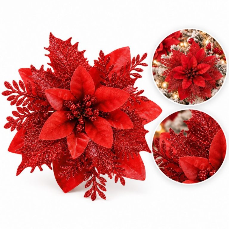 Kuglice Za Bor – Set Od 12 Kom, 14 Cm, Crvene 1