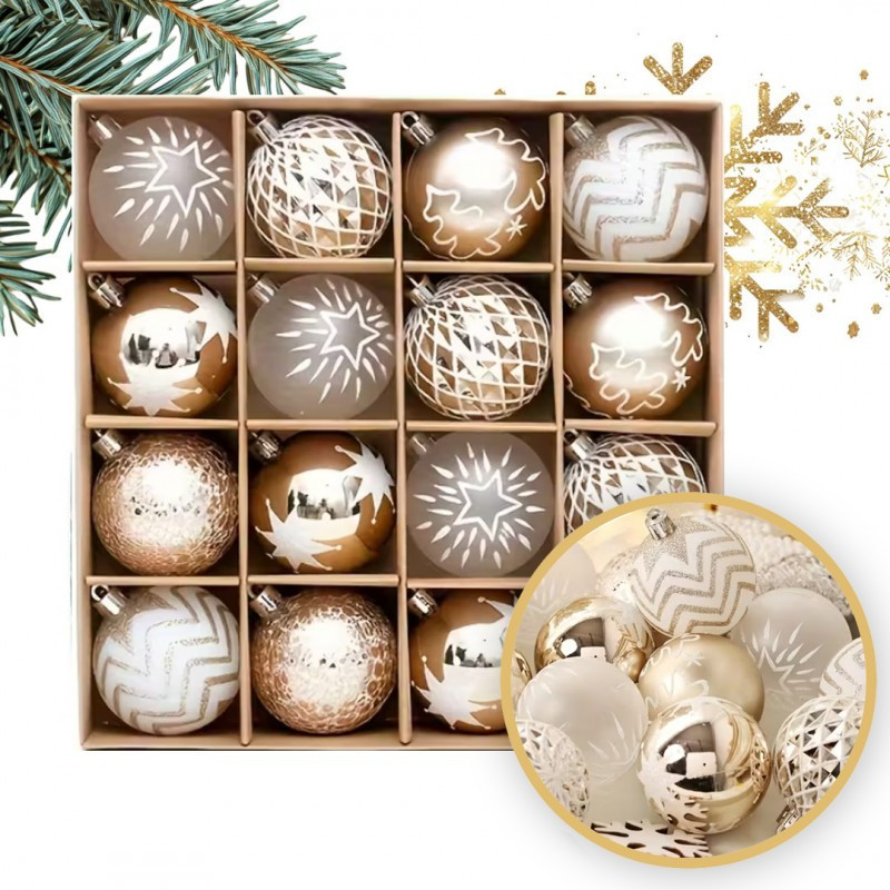 Kuglice Za Bor – Set Od 16 Kom, 6 Cm, Zlatne 1