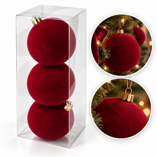 Kuglice Za Bor – Set Od 3 Kom, Od Baršuna, 10 Cm 1