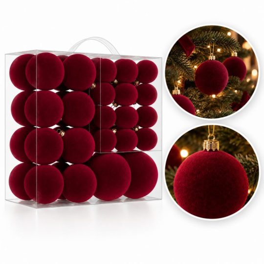Kuglice Za Bor – Set Od 46 Kom, Od Baršuna, 8 Cm 1