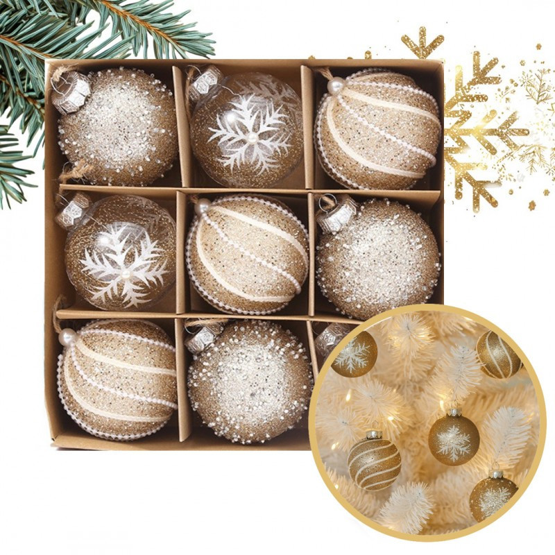 Kuglice Za Bor – Set Od 9 Kom, 7 Cm, Zlatne 1