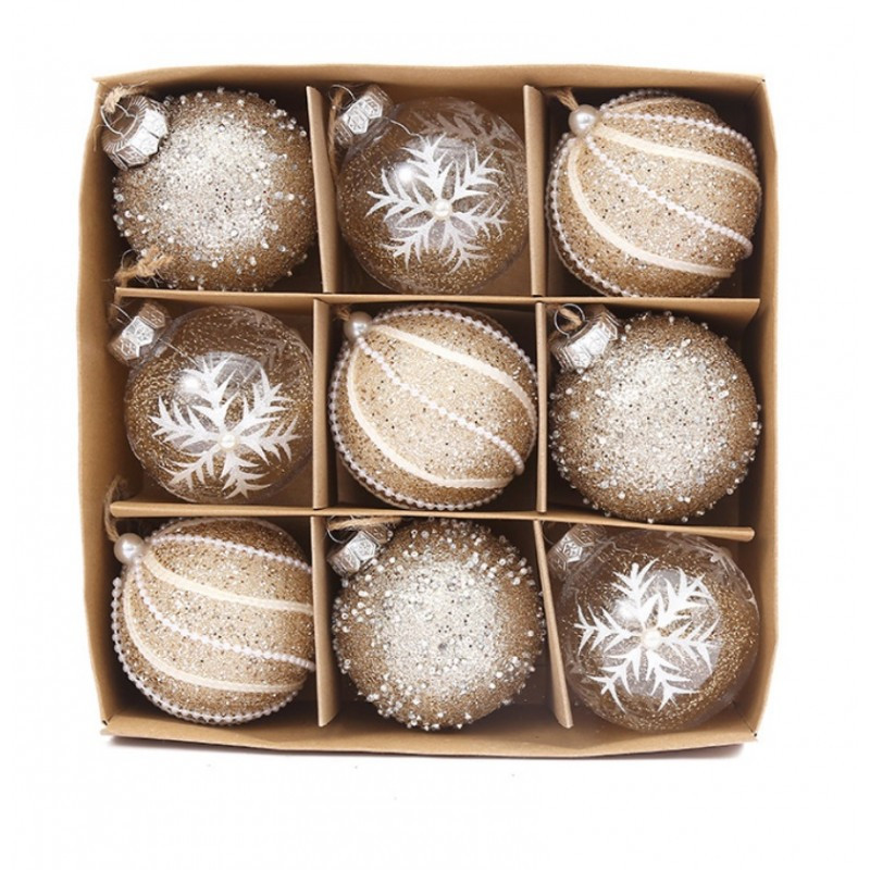 Kuglice Za Bor – Set Od 9 Kom, 7 Cm, Zlatne 2