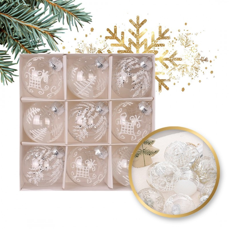 Kuglice Za Bor – Set Od 9 Kom, 8 Cm, Bijele 1