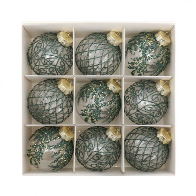 Kuglice Za Bor – Set Od 9 Kom, 8 Cm, Zelene 2