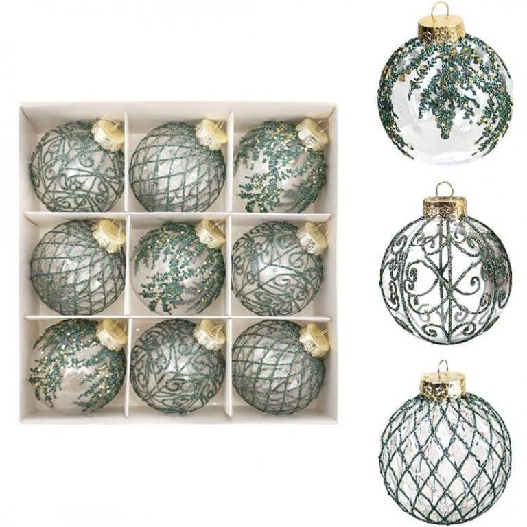 Kuglice Za Bor – Set Od 9 Kom, 8 Cm, Zelene 4